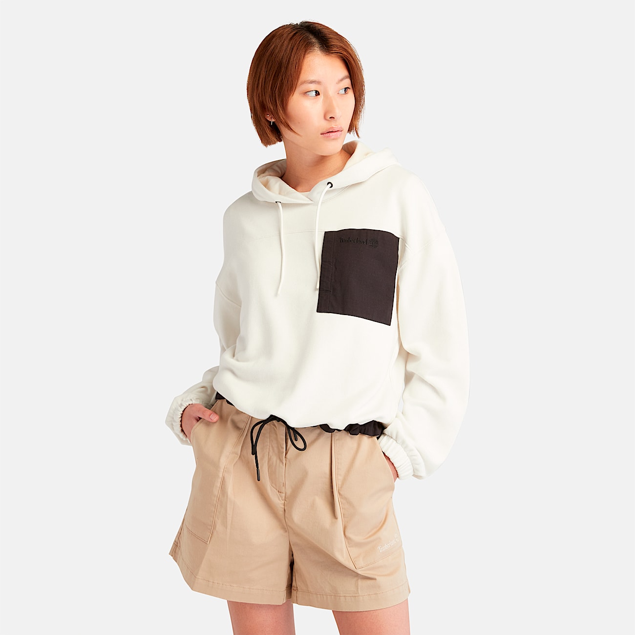 Hoodie MixedMedia para mujer TBL Blanco vintage HERO