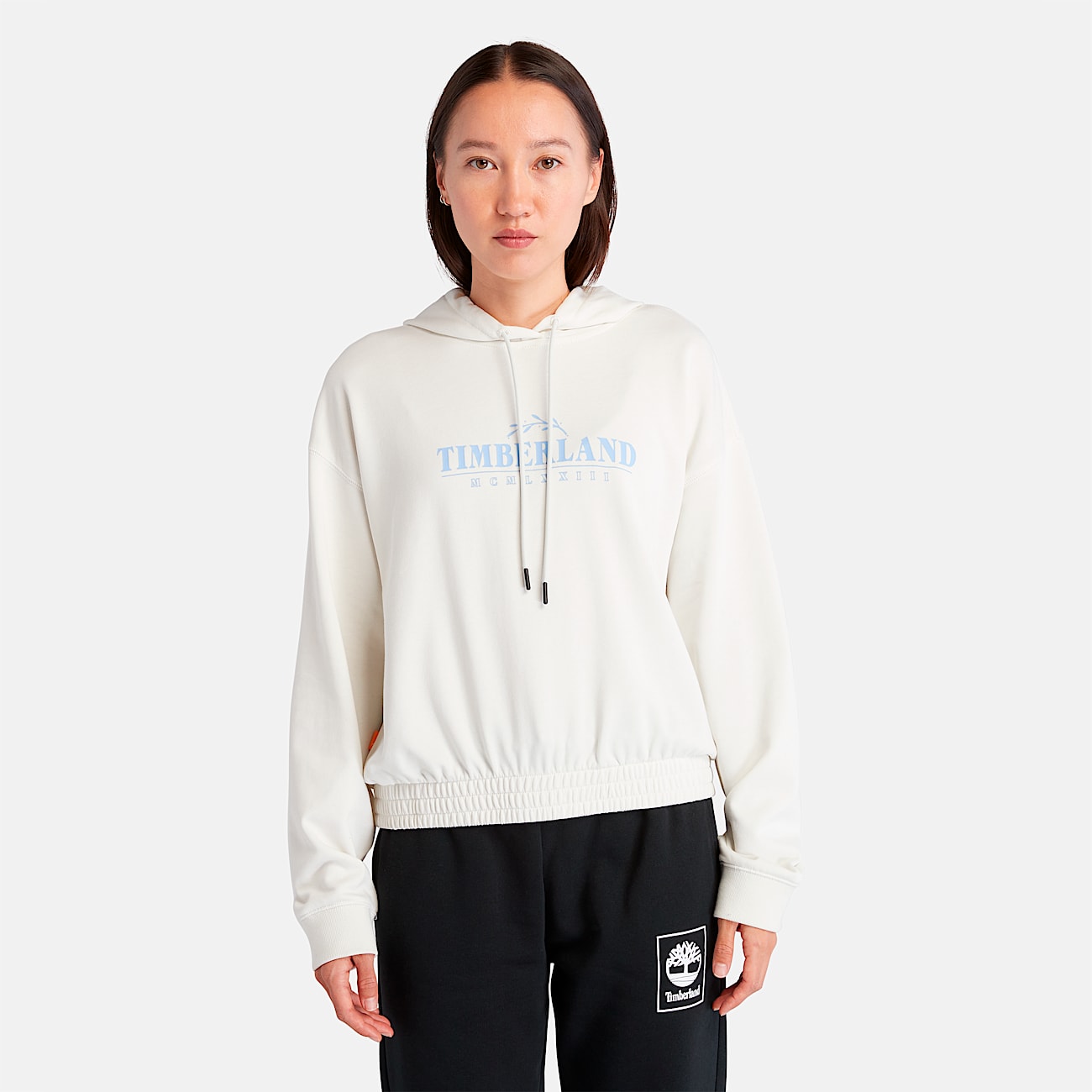 Womens Season Linear Logo Hoodie TBL Vintage White ALT8