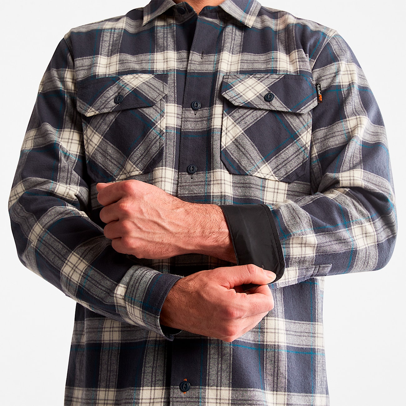 Mens Woodfort Heavyweight Flannel Work Shirt TBL India Ink Plaid ALT5