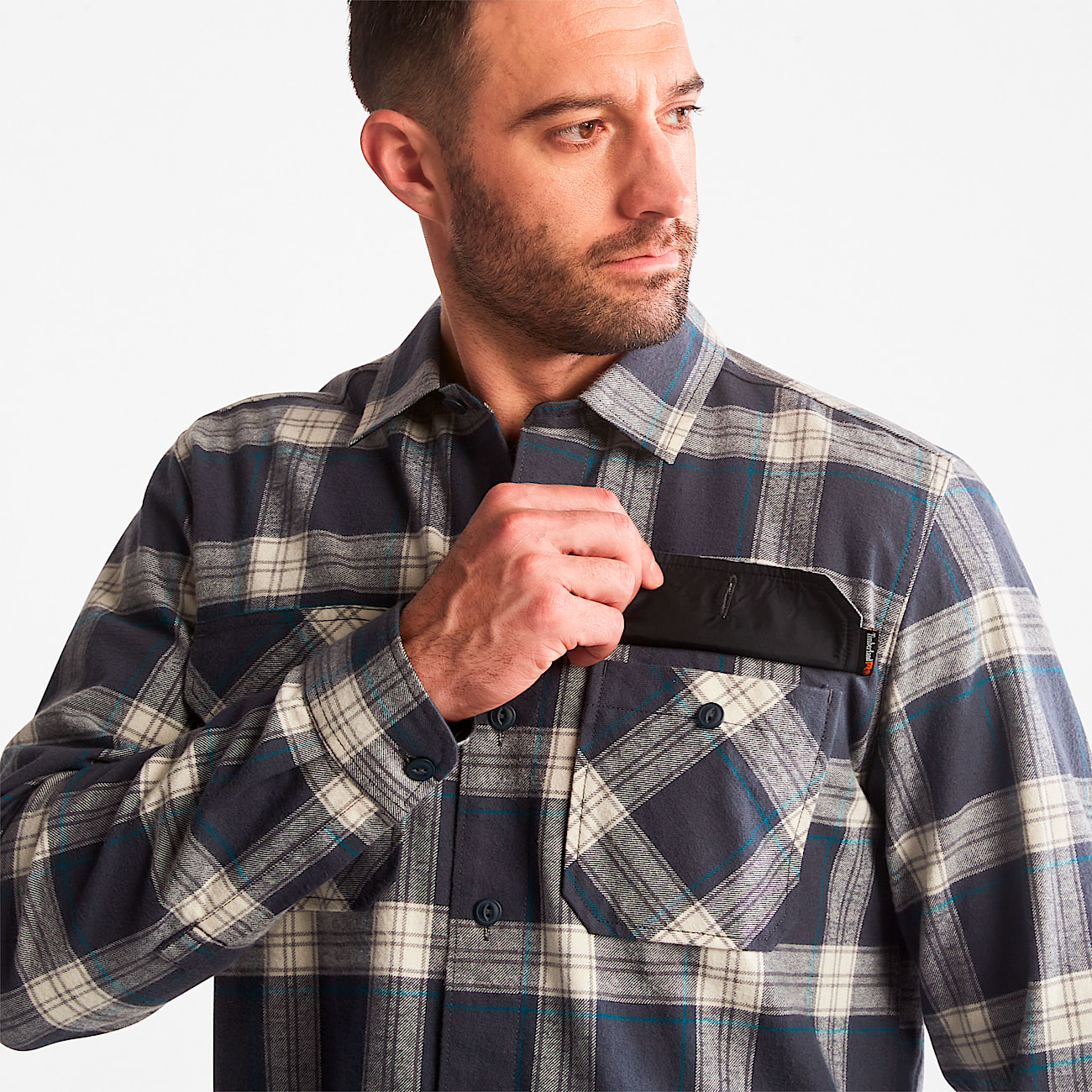 Mens Woodfort Heavyweight Flannel Work Shirt TBL India Ink Plaid ALT4