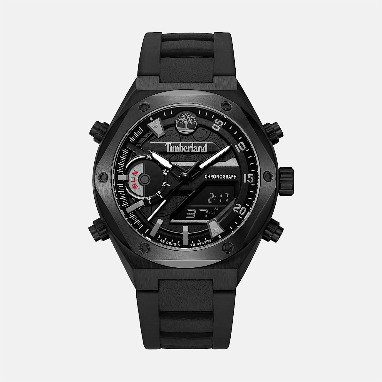 Mens Abbotville Watch TBL Steel Black CaseBlack Silicone Strap HERO