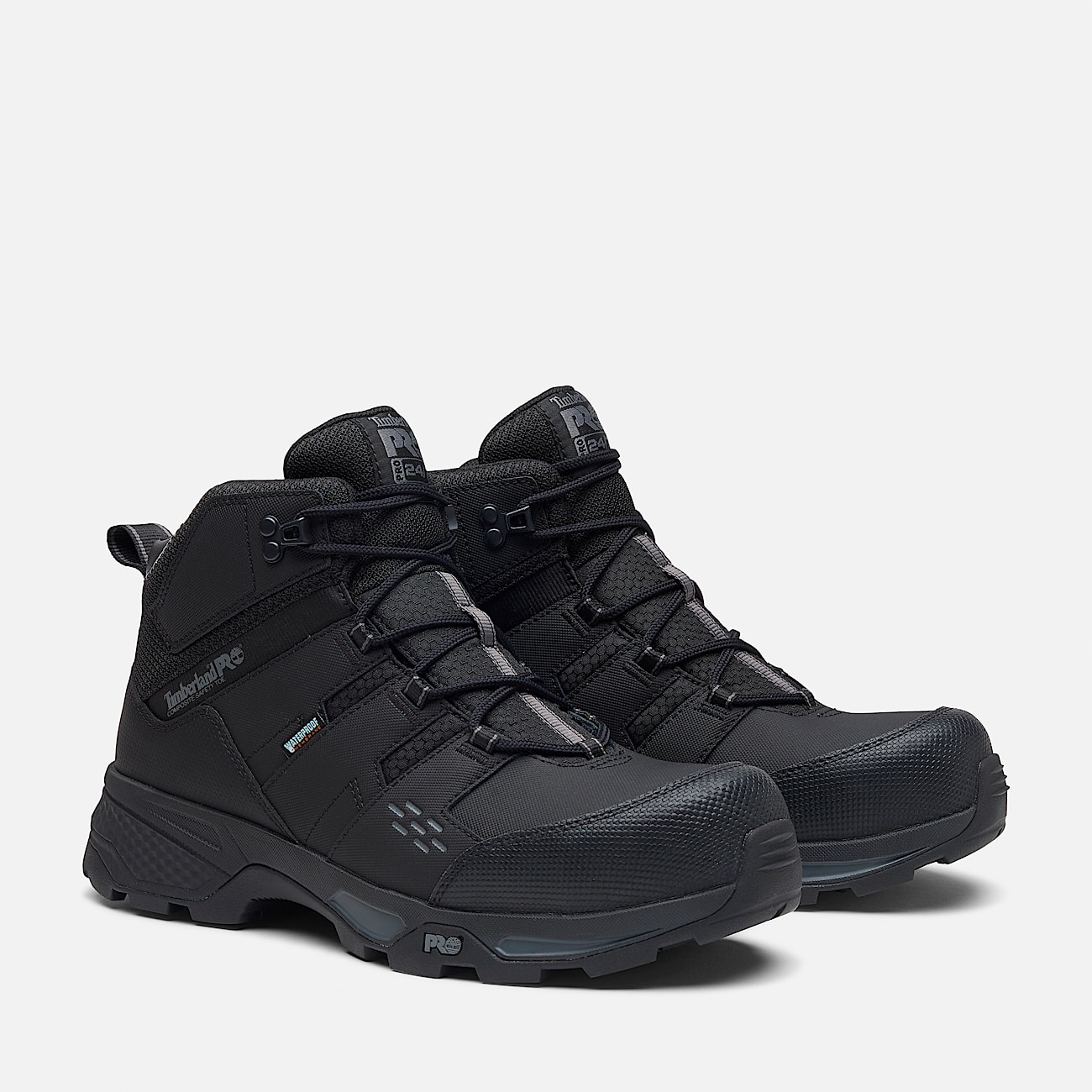 Mens Switchback CompToe Waterproof Work Boot TBL Black FullGrainGrey ALT4