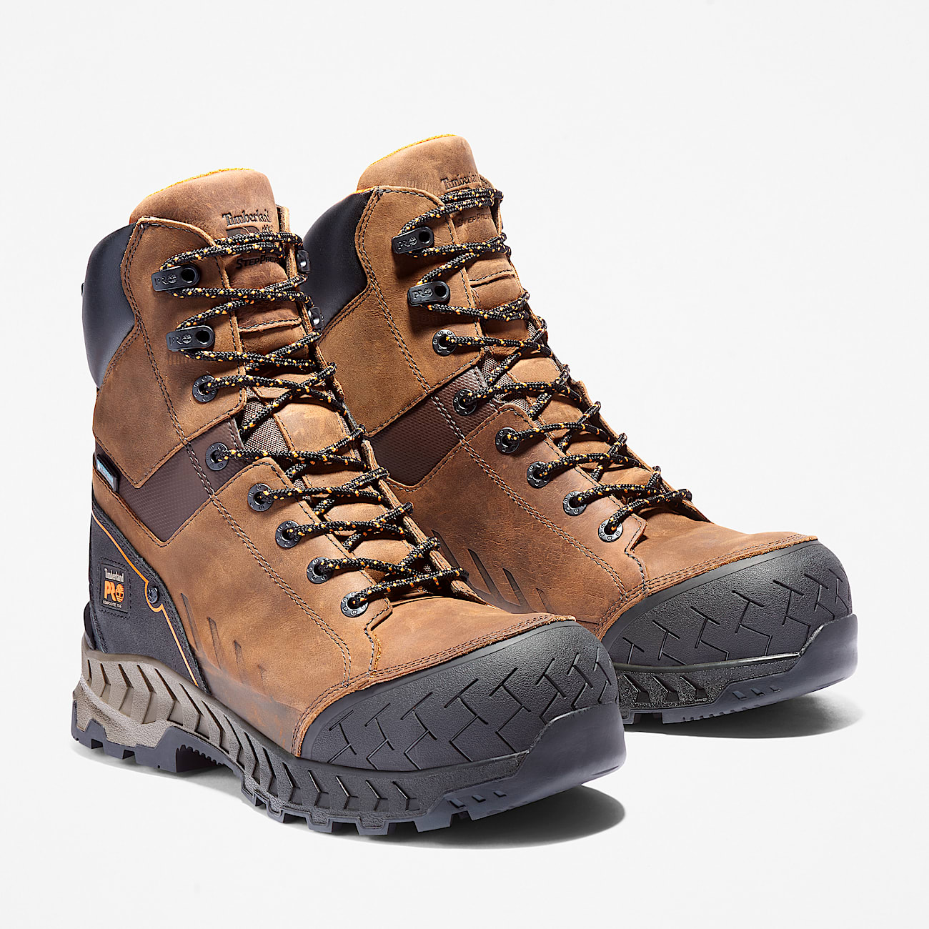 Mens Timberland PRO Work Summit 8 Waterproof CompToe Work Boot TBL Distressed Brown ALT4