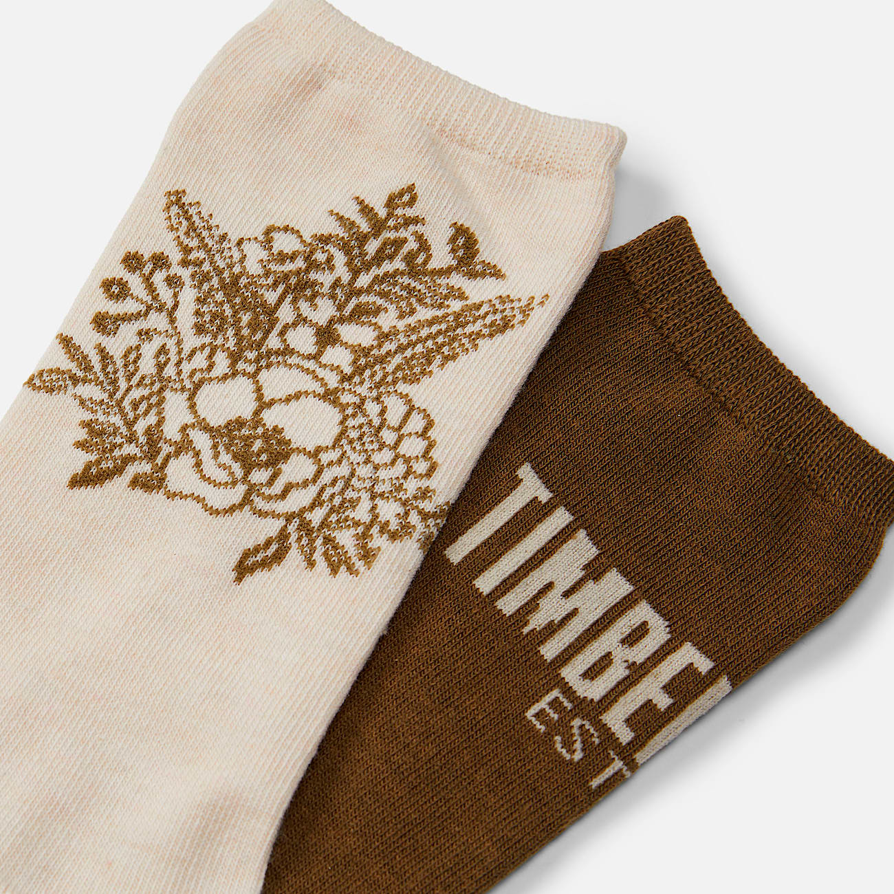 Womens 2Pack Timberland Floral Crew Sock TBL Oatmeal Heather ALT1