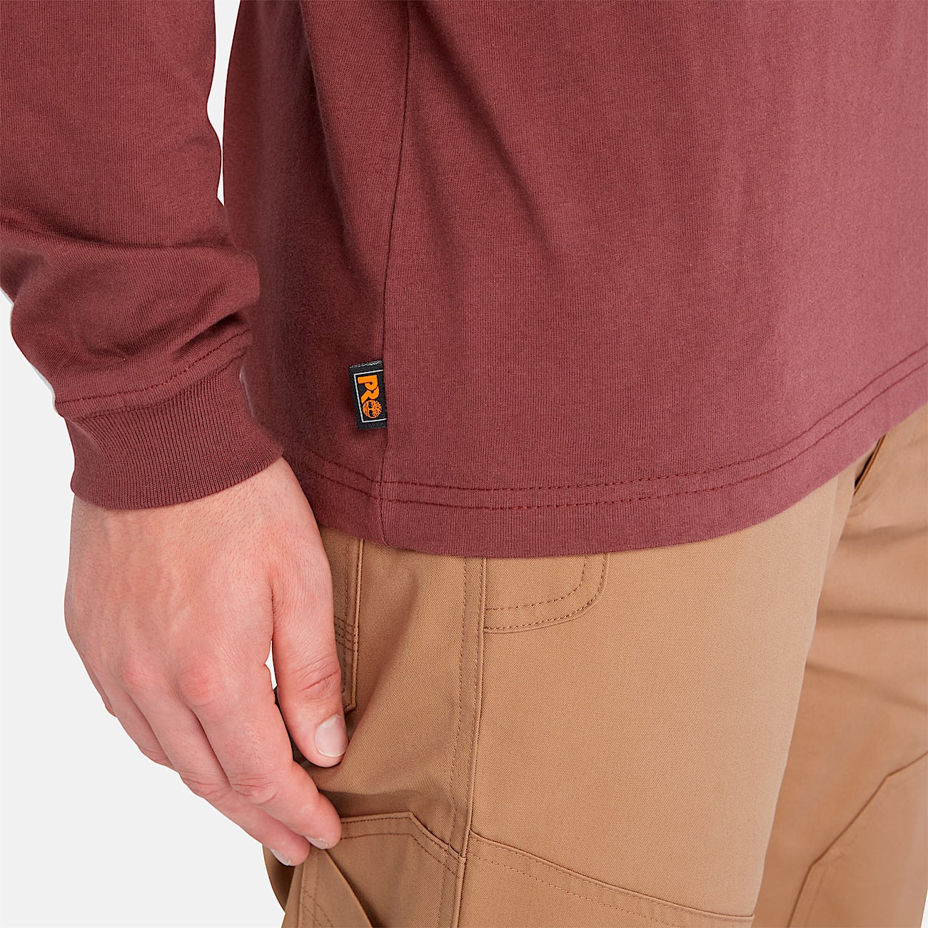 Mens Timberland PRO Core Logo LongSleeve TShirt TBL Maroon ALT3