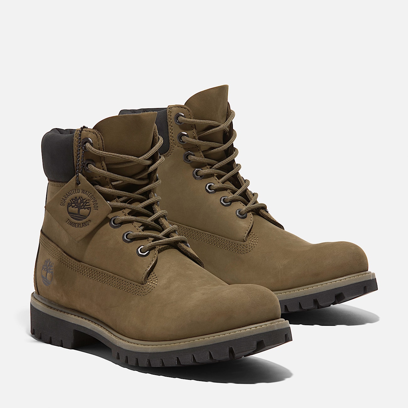 Mens Timberland Premium 6Inch Waterproof Boot TBL Olive Nubuck ALT4