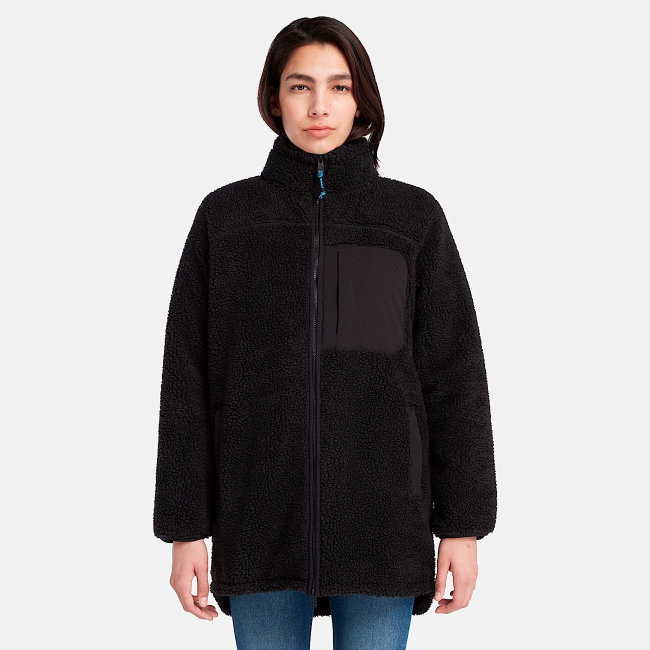 Chamarra larga para mujer Fleece Jacket TBL Negro ALT8
