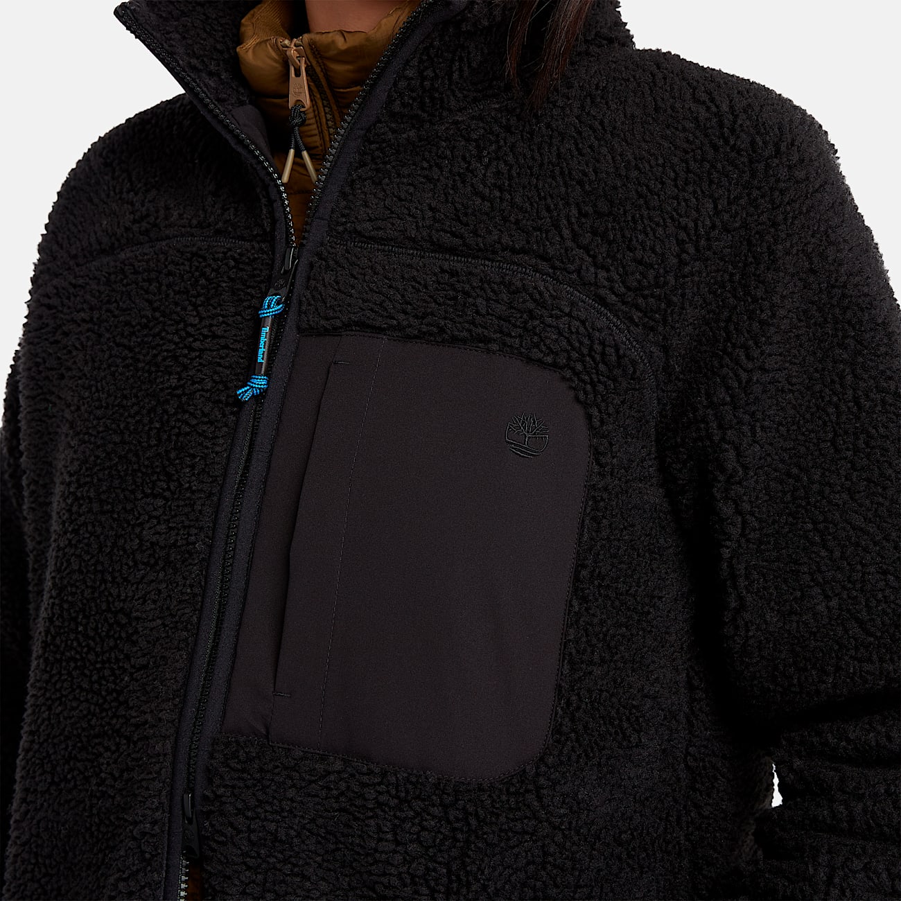 Chamarra larga para mujer Fleece Jacket TBL Negro ALT3