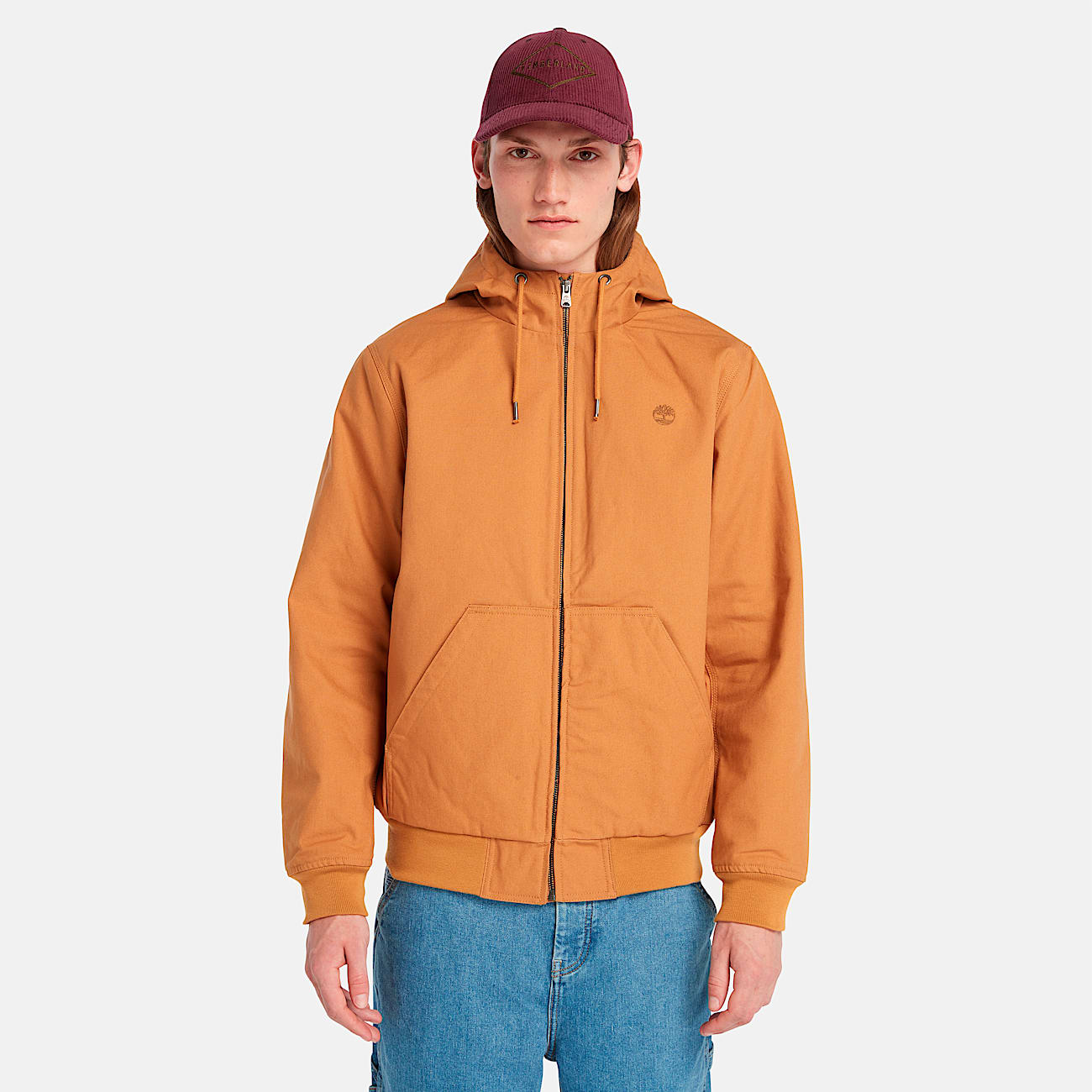 Mens Insulated Canvas Hooded Bomber Jacket TBL Wheat Boot ALT8