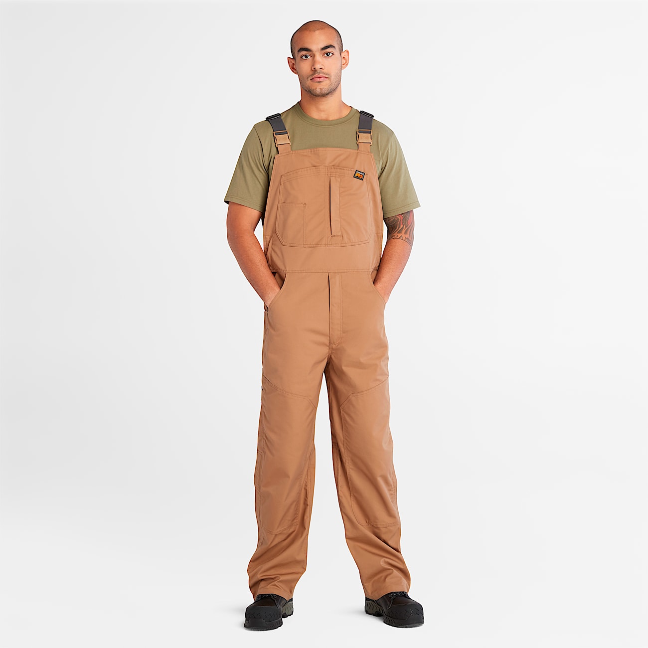 Mens Timberland PRO Morphix Athletic Flex Carpenter Bib Overall TBL Dark Wheat HERO