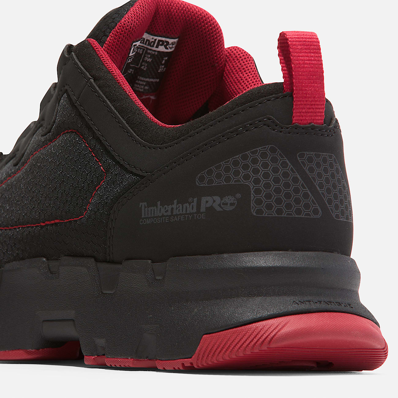 Mens Timberland PRO Powertrain EV CompToe Work Sneaker TBL BlackRed ALT7