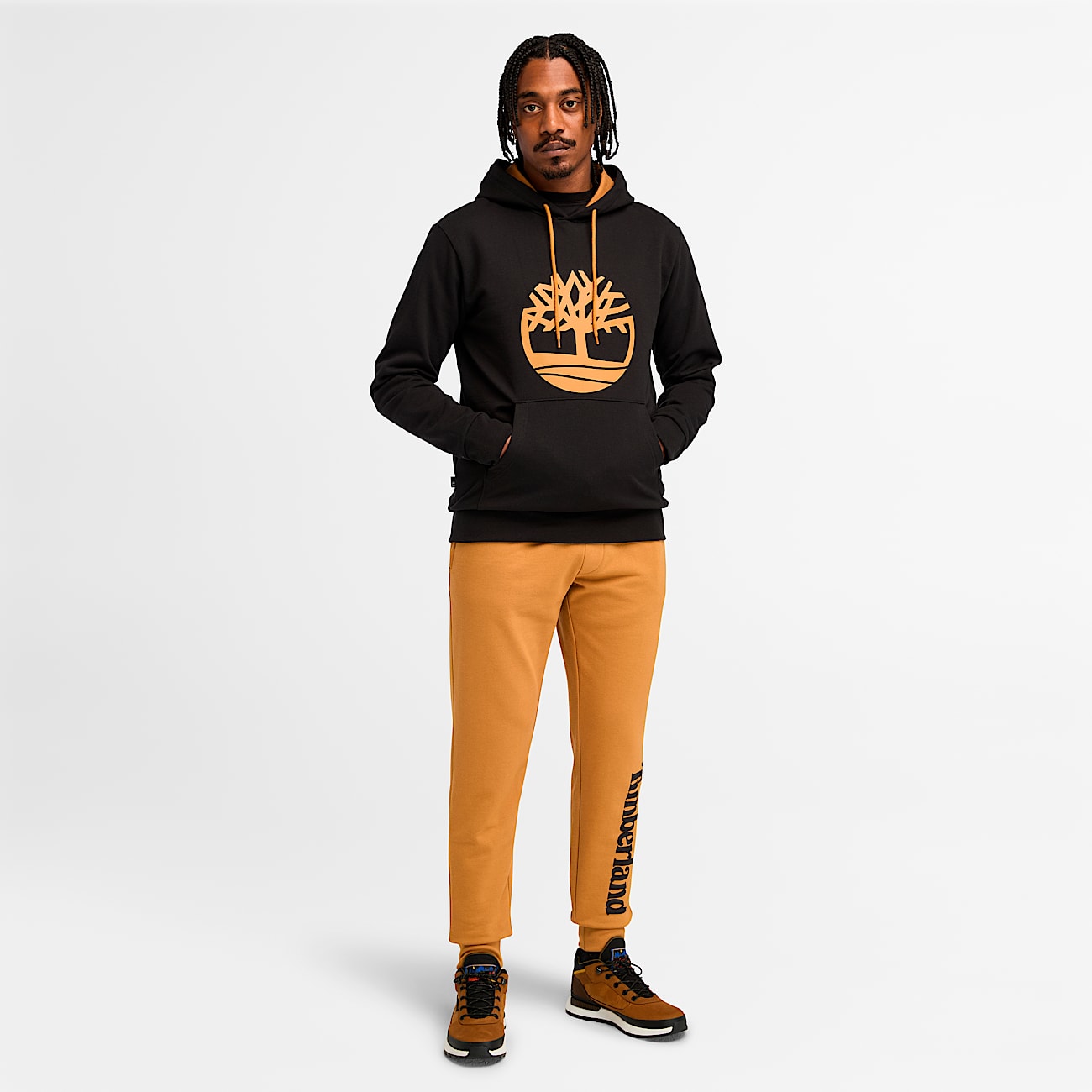 Mens Northwood Tree Logo Brushed Back Hoodie TBL Black ALT1