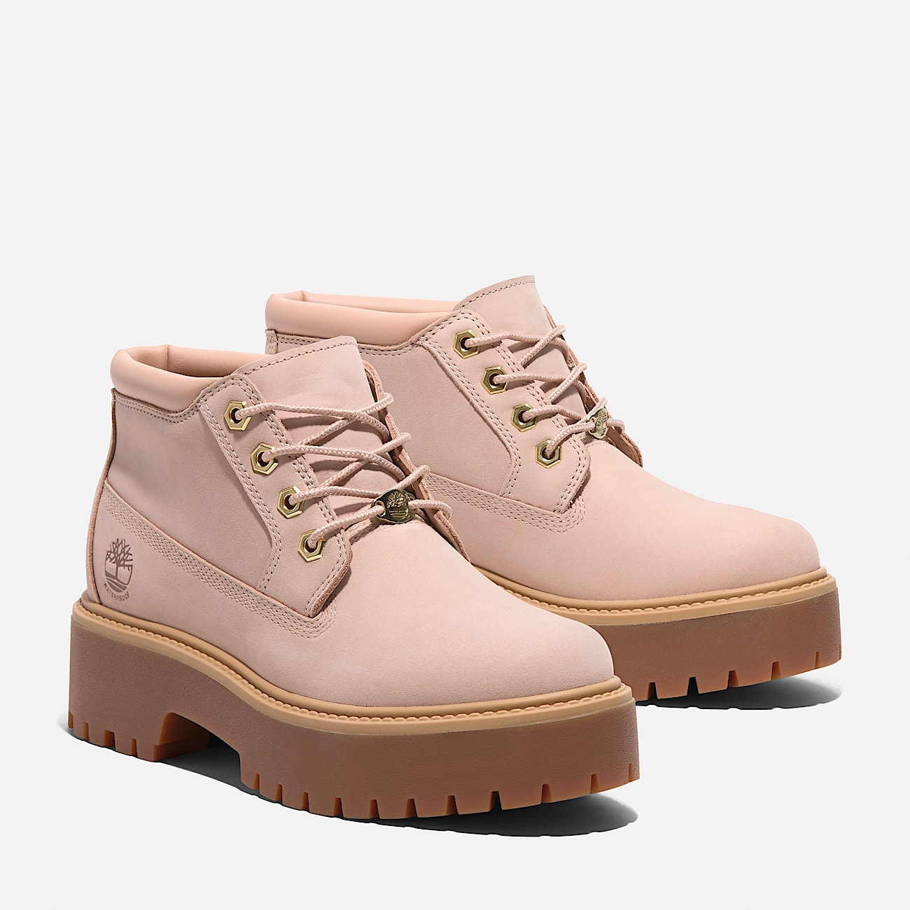 Womens Stone Street Waterproof Platform Chukka TBL Light Beige Nubuck ALT4