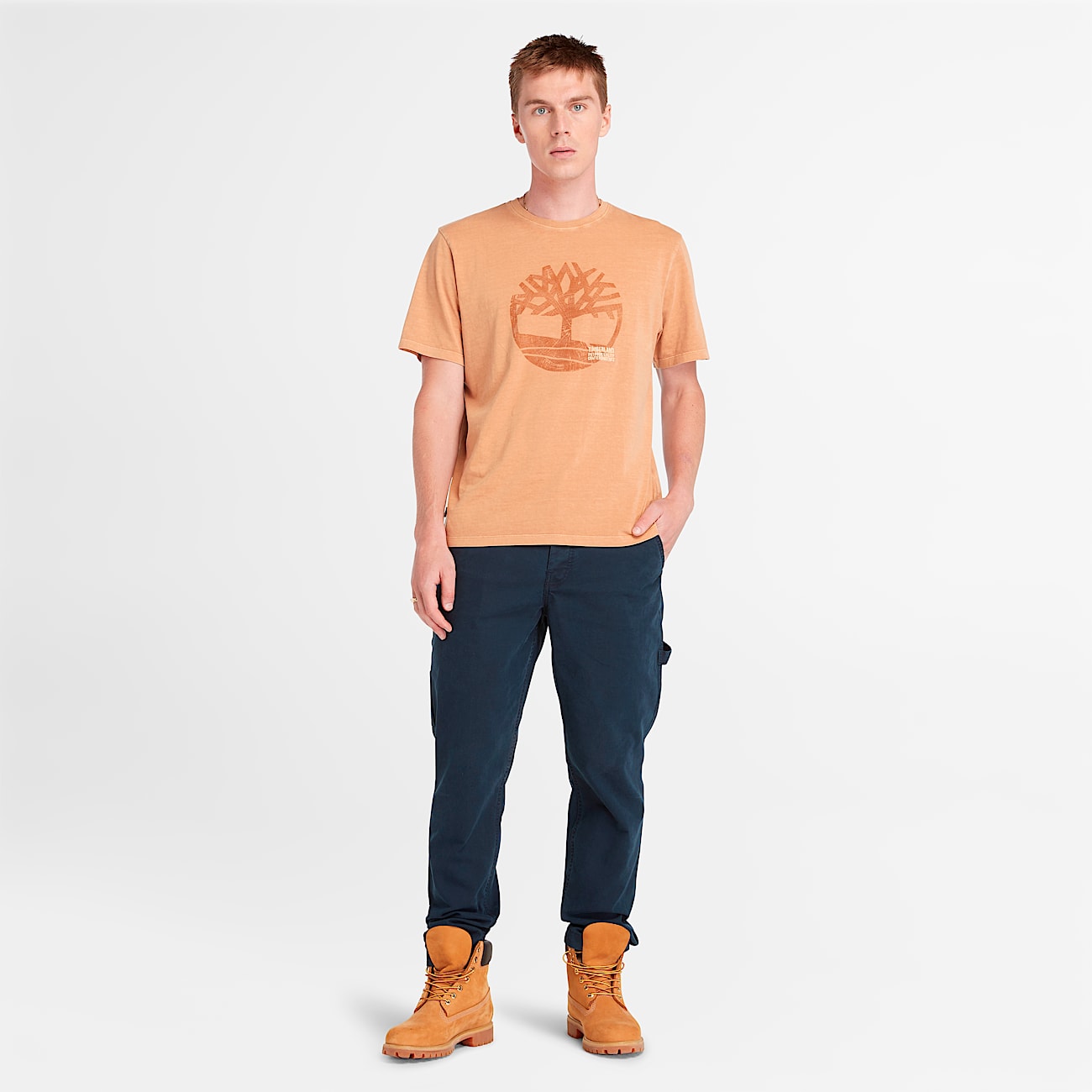 Mens Merrymack River Garment Dye Logo Graphic TShirt TBL Wheat Boot ALT1