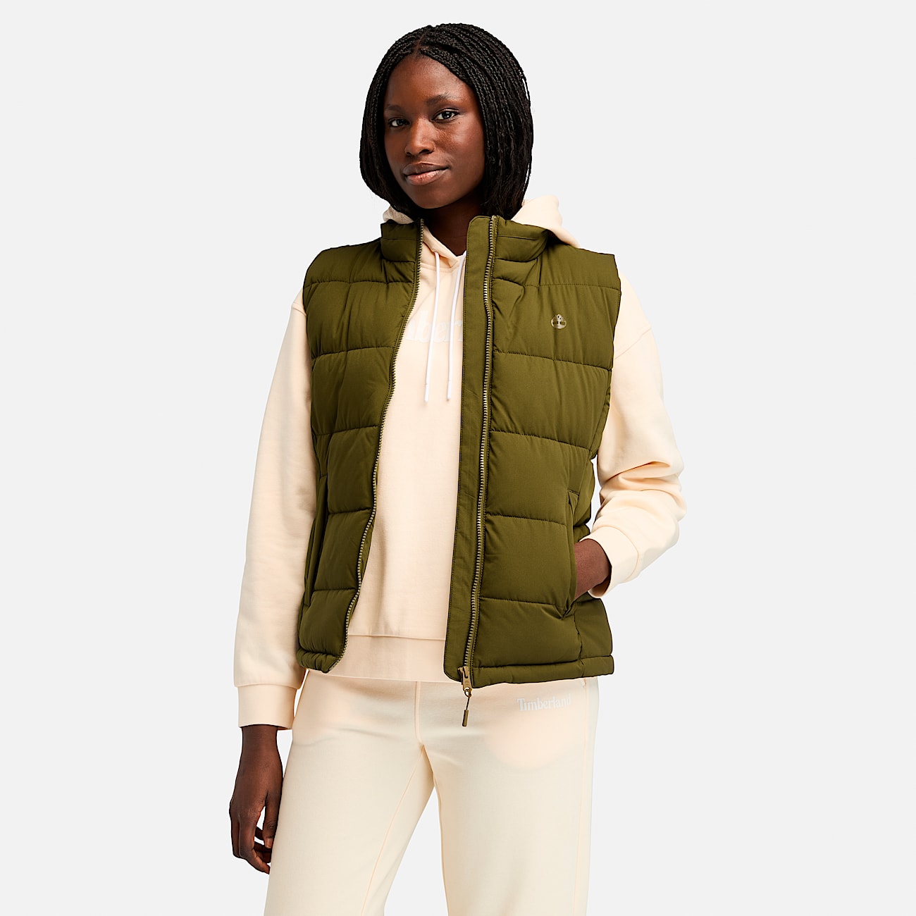 Womens WaterRepellent Puffer Vest TBL Dark Olive HERO