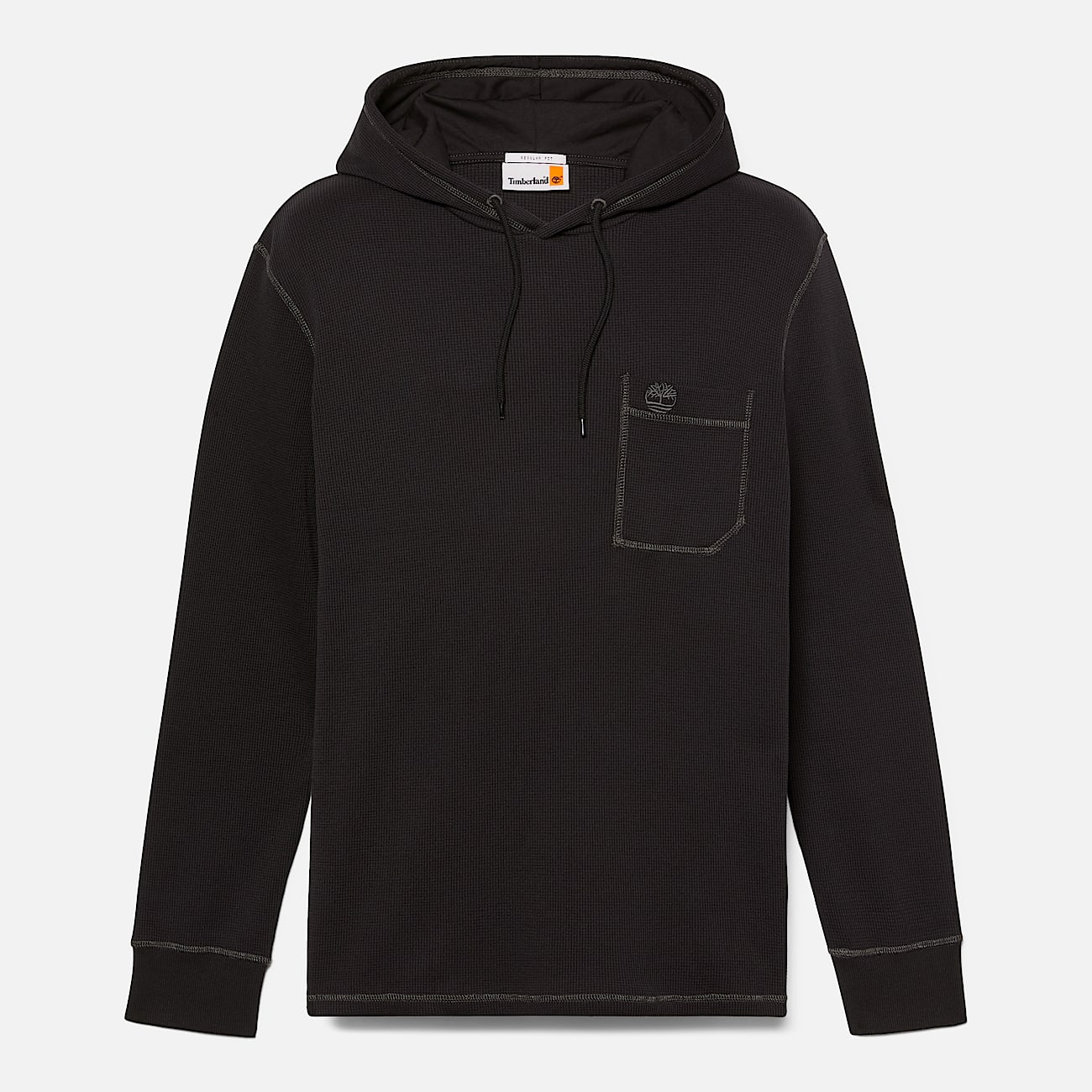 Mens Wharf River Waffle Hoodie TBL Black ALT10