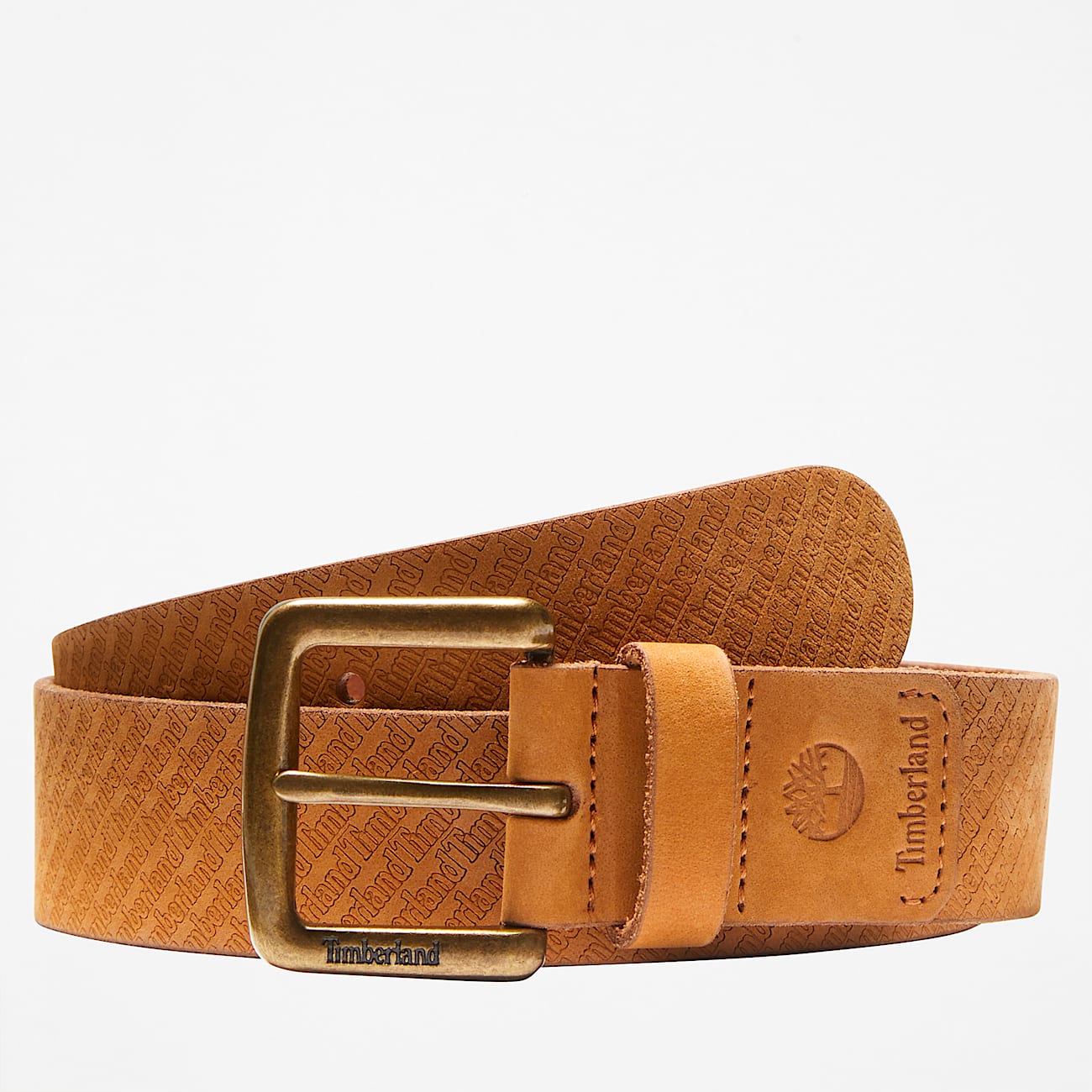 Mens 38MM Timberland Repeat Logo Belt TBL Wheat HERO