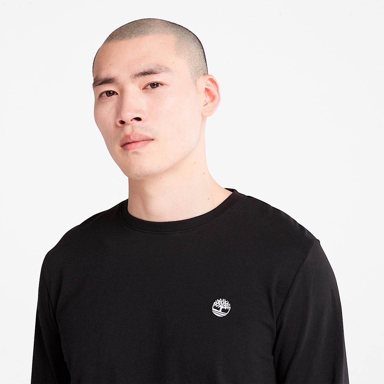 Mens Dunstan River Long Sleeve Slimfit Crew TShirt TBL Black ALT4