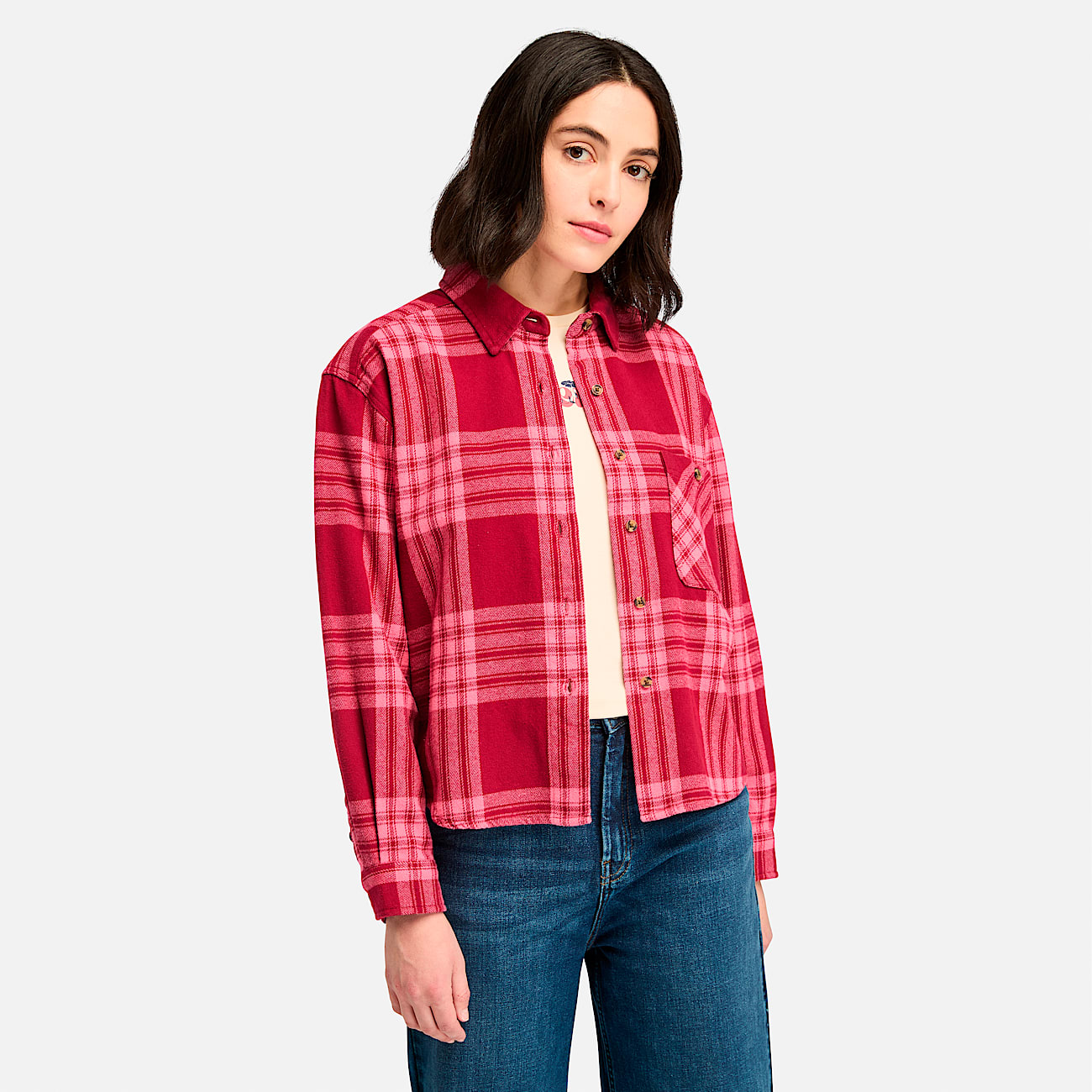Womens Midweight Flannel Pocket Shirt TBL Beet Red HERO