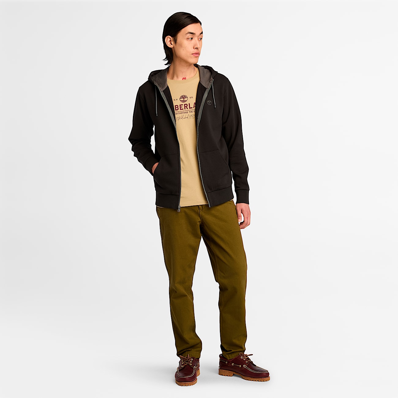 Mens Oyster River Brushed Back Zip Hoodie TBL Black ALT1