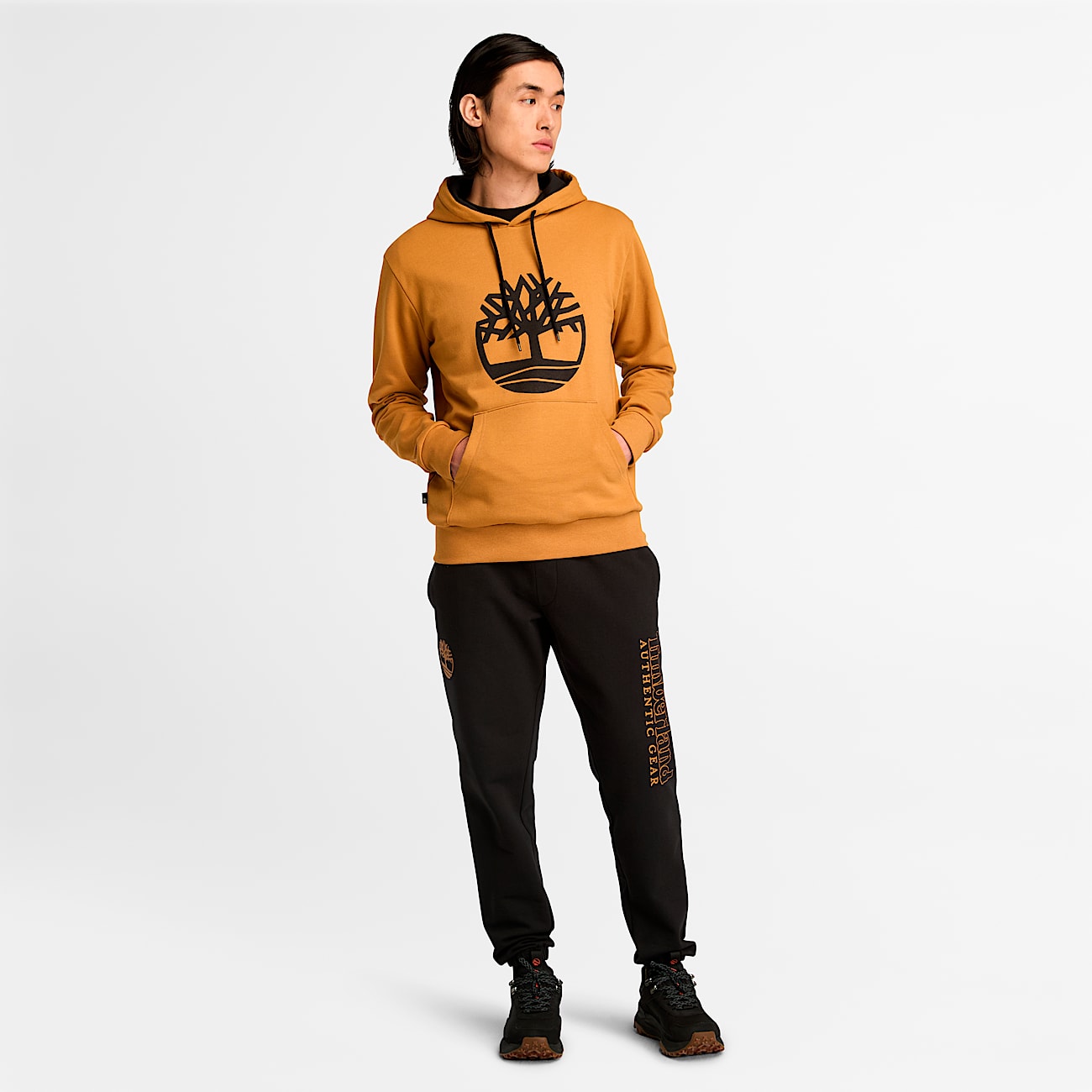 Mens Northwood Tree Logo Brushed Back Hoodie TBL Wheat ALT1