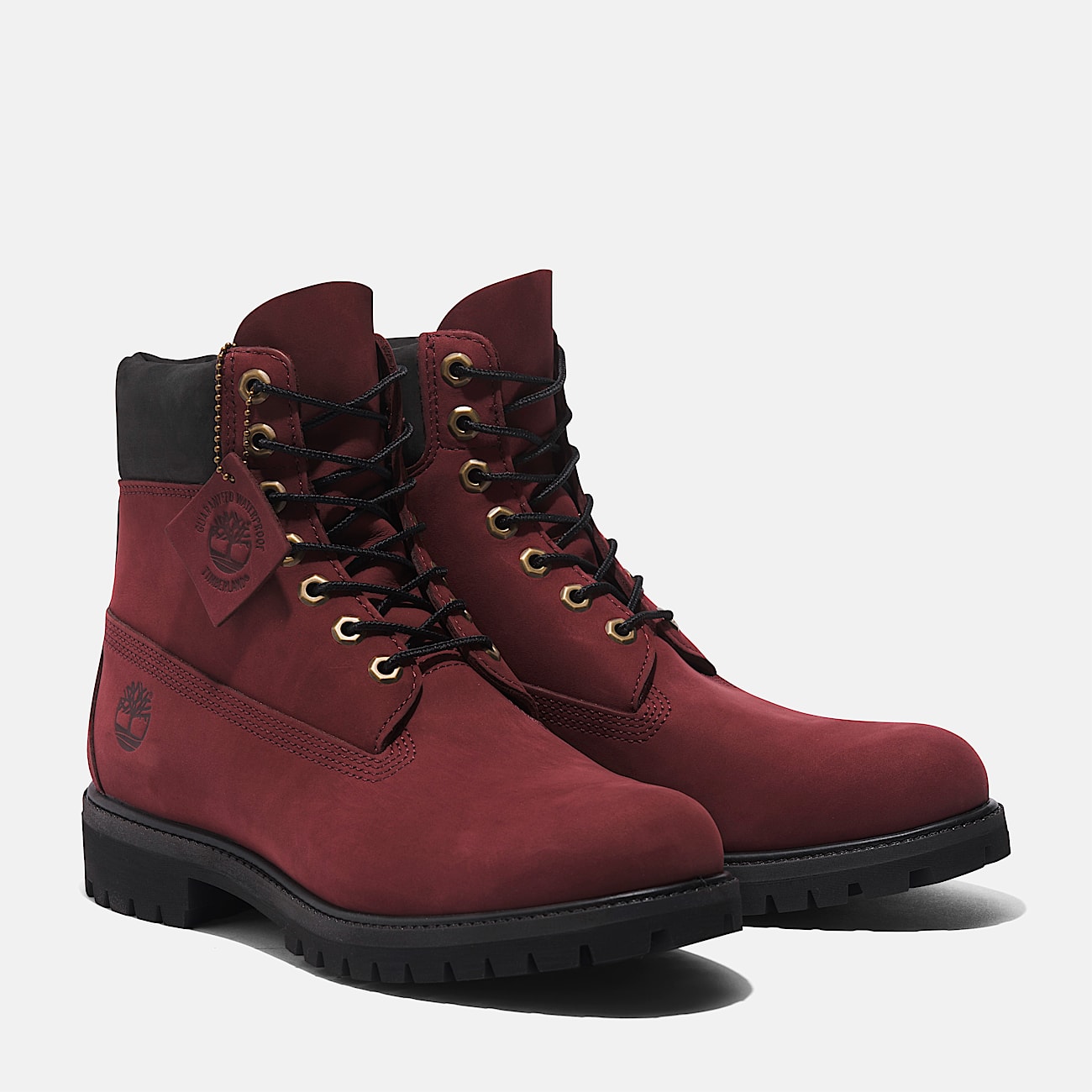 Mens Timberland Premium 6Inch Waterproof Boot TBL Burgundy Nubuck ALT4