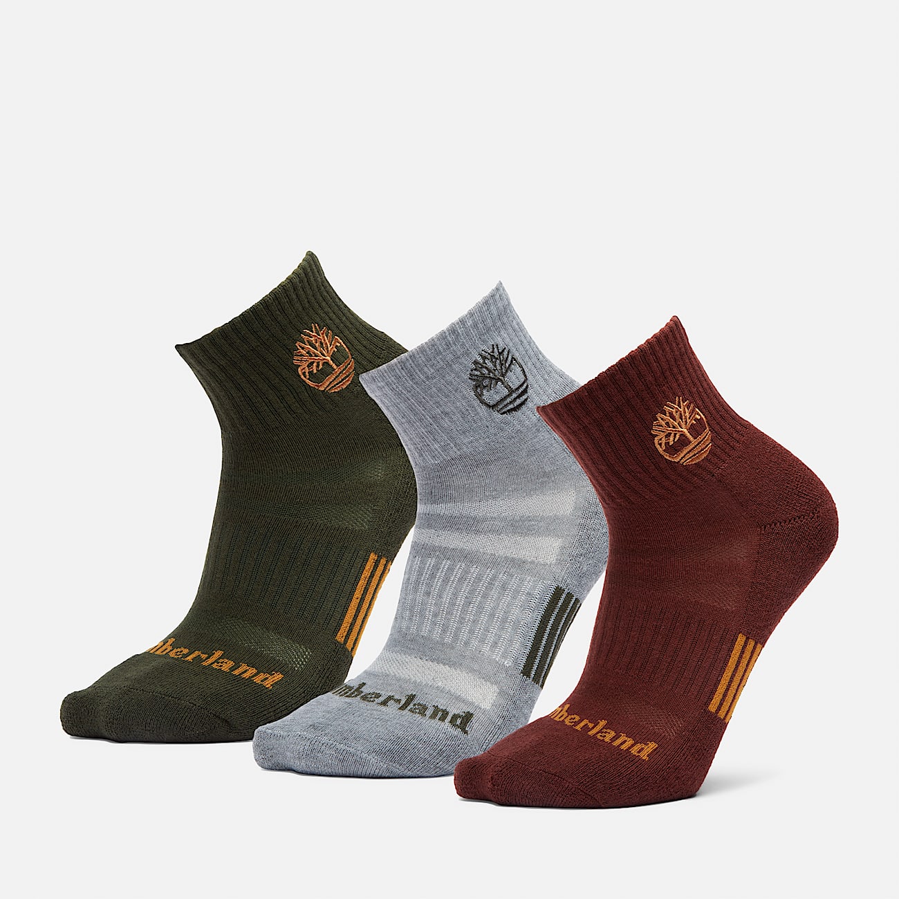 Mens Newmarket Village 3Pack Yellow Boot Logo Shortie Crew Socks TBL Broccoli HERO