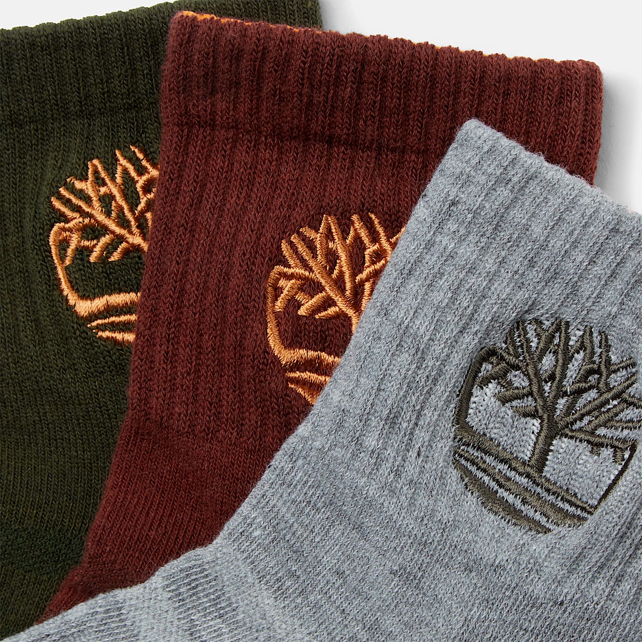 Mens Newmarket Village 3Pack Yellow Boot Logo Shortie Crew Socks TBL Broccoli ALT1