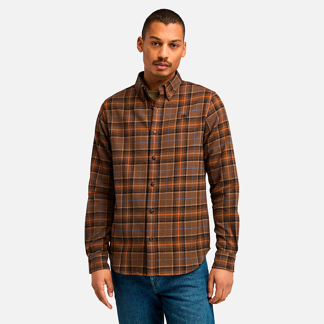 Mens Midweight Flannel Check Shirt TBL Chocolate Chip HERO