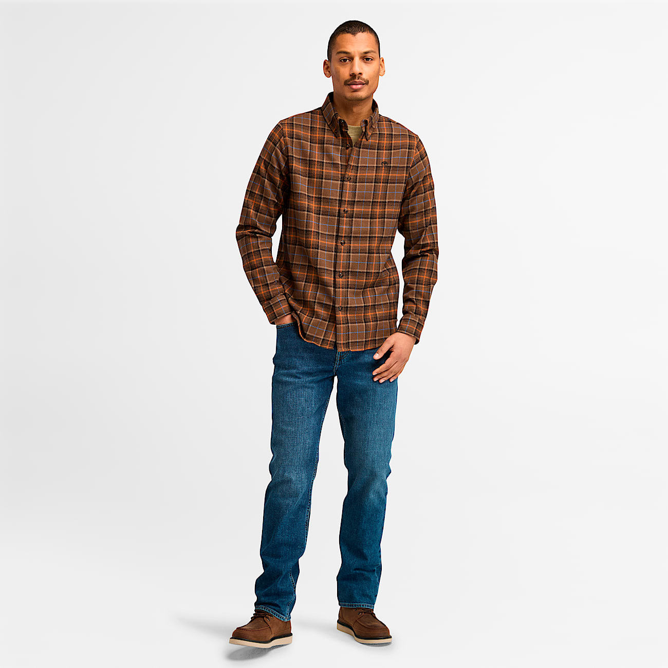 Mens Midweight Flannel Check Shirt TBL Chocolate Chip ALT1