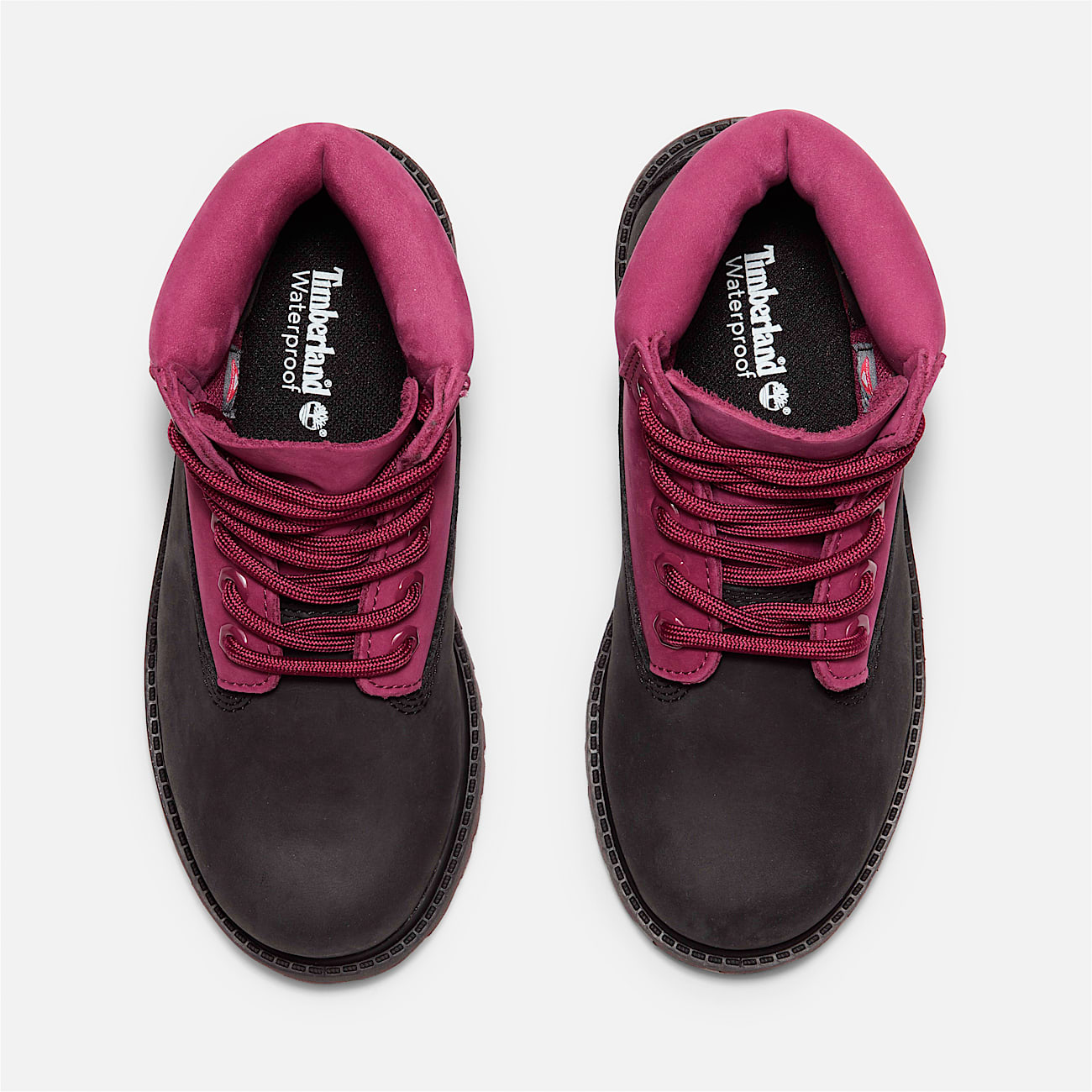 Junior Timberland® 6-Inch Waterproof Boots - Black/Pink