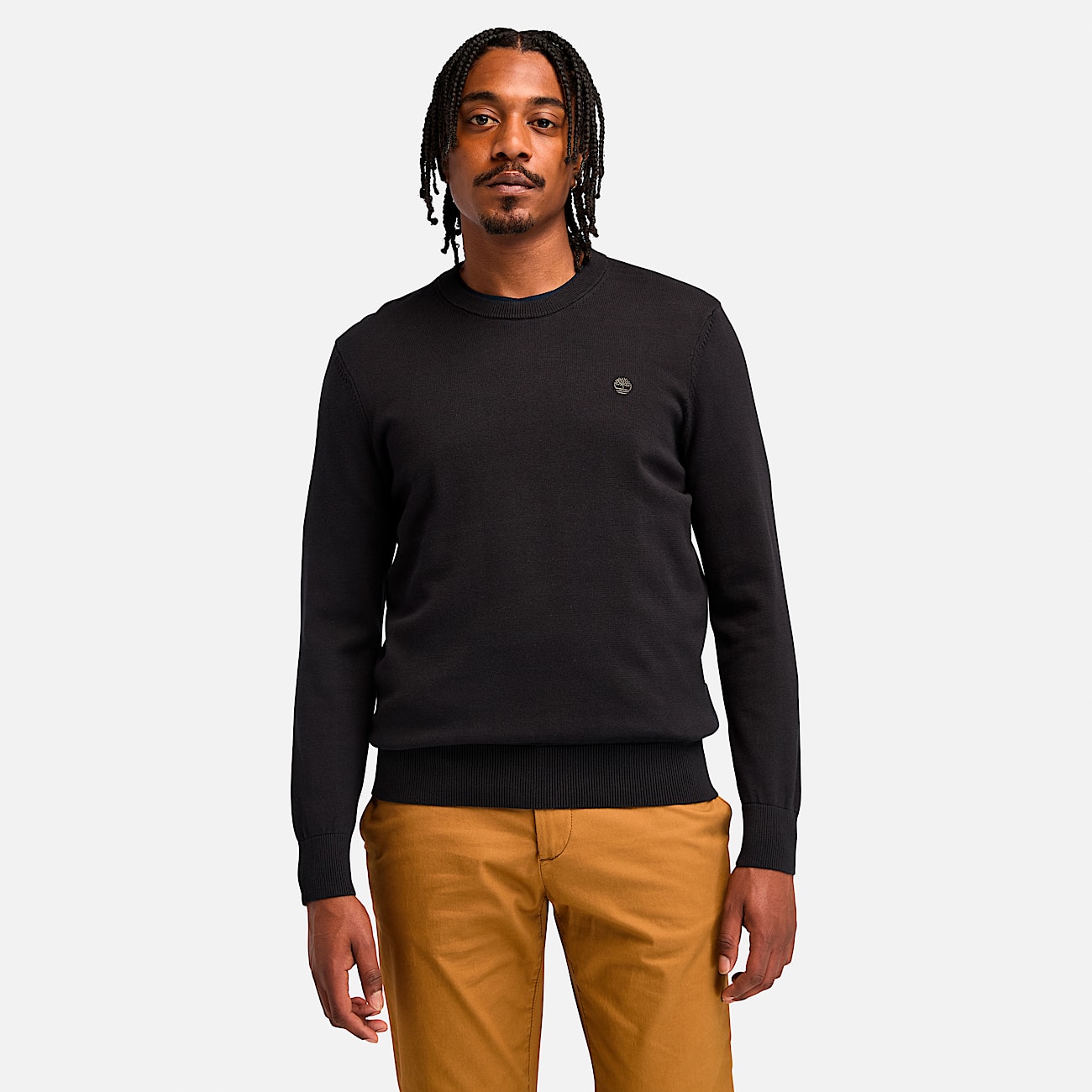 Mens Johns River Cotton Crewneck Sweater TBL Black HERO