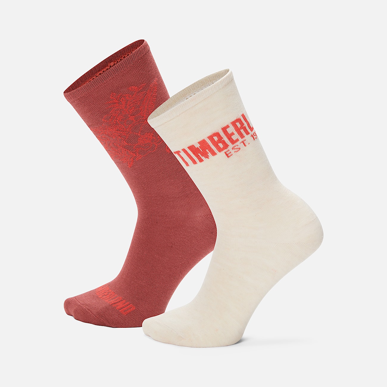 Womens 2Pack Timberland Floral Crew Sock TBL Apple Butter HERO