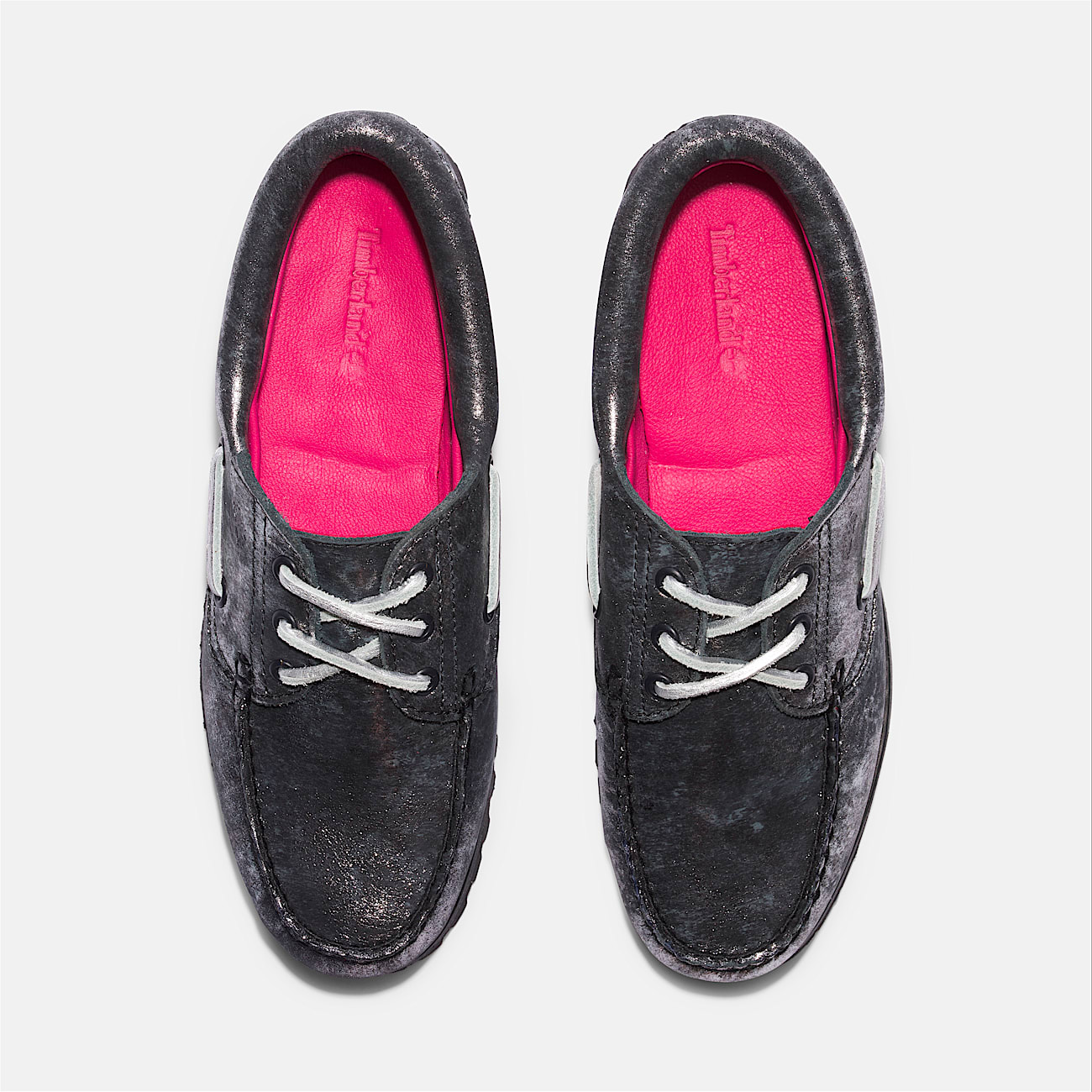 Womens Noreen 3Eye Lug Handsewn Boat Shoe TBL Black Metallic Leather ALT2