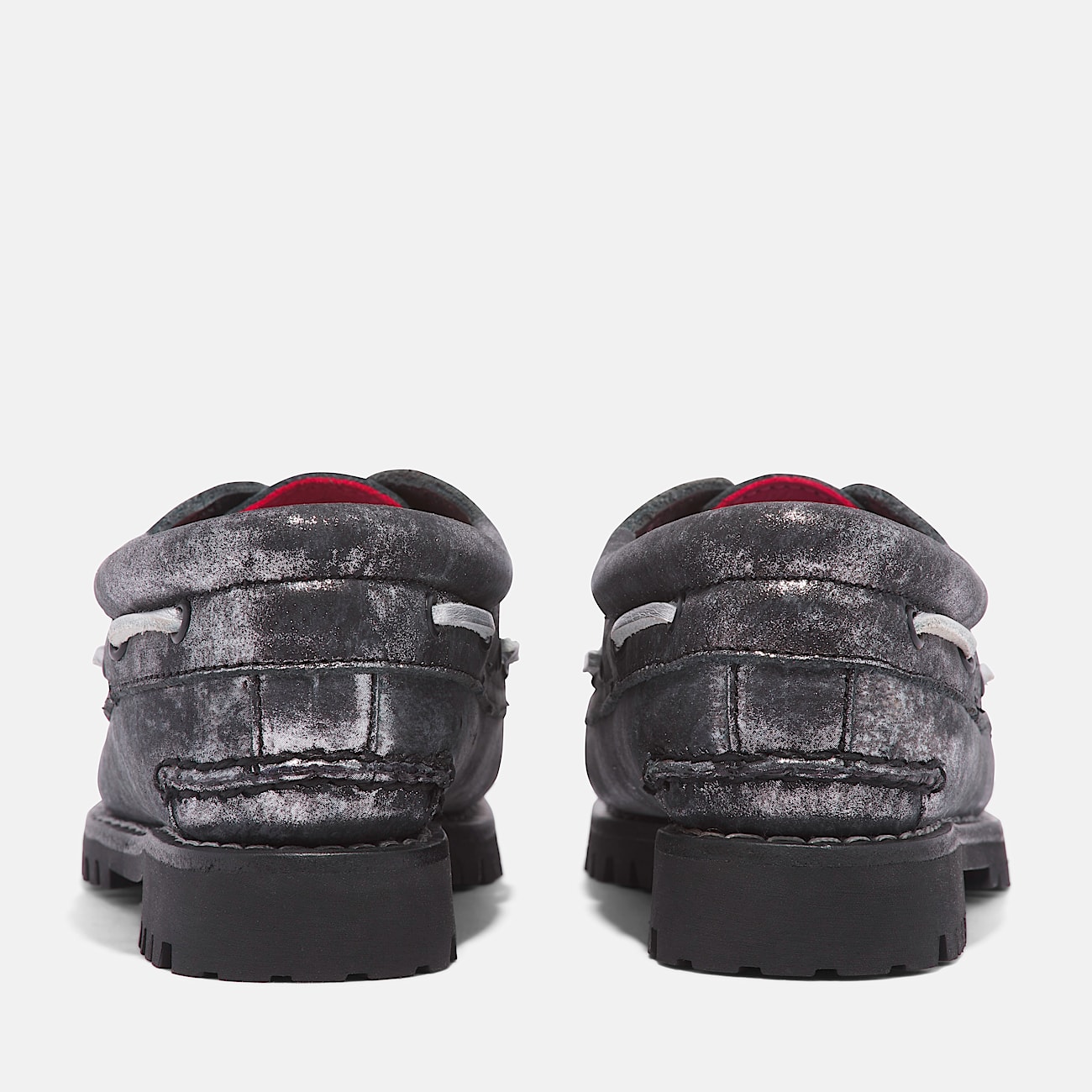 Womens Noreen 3Eye Lug Handsewn Boat Shoe TBL Black Metallic Leather ALT5