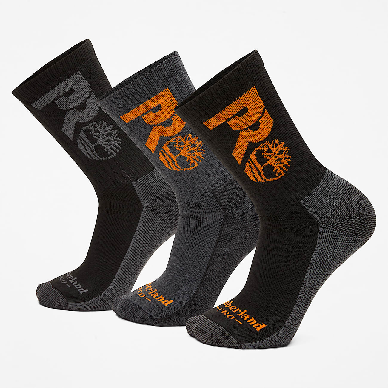 Mens 3Pack FullCushion Boot Socks TBL BlackGrey Logo HERO