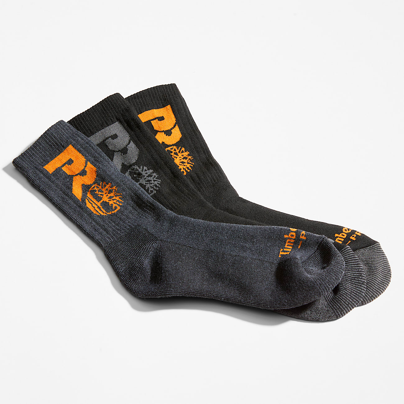 Mens 3Pack FullCushion Boot Socks TBL BlackGrey Logo ALT1