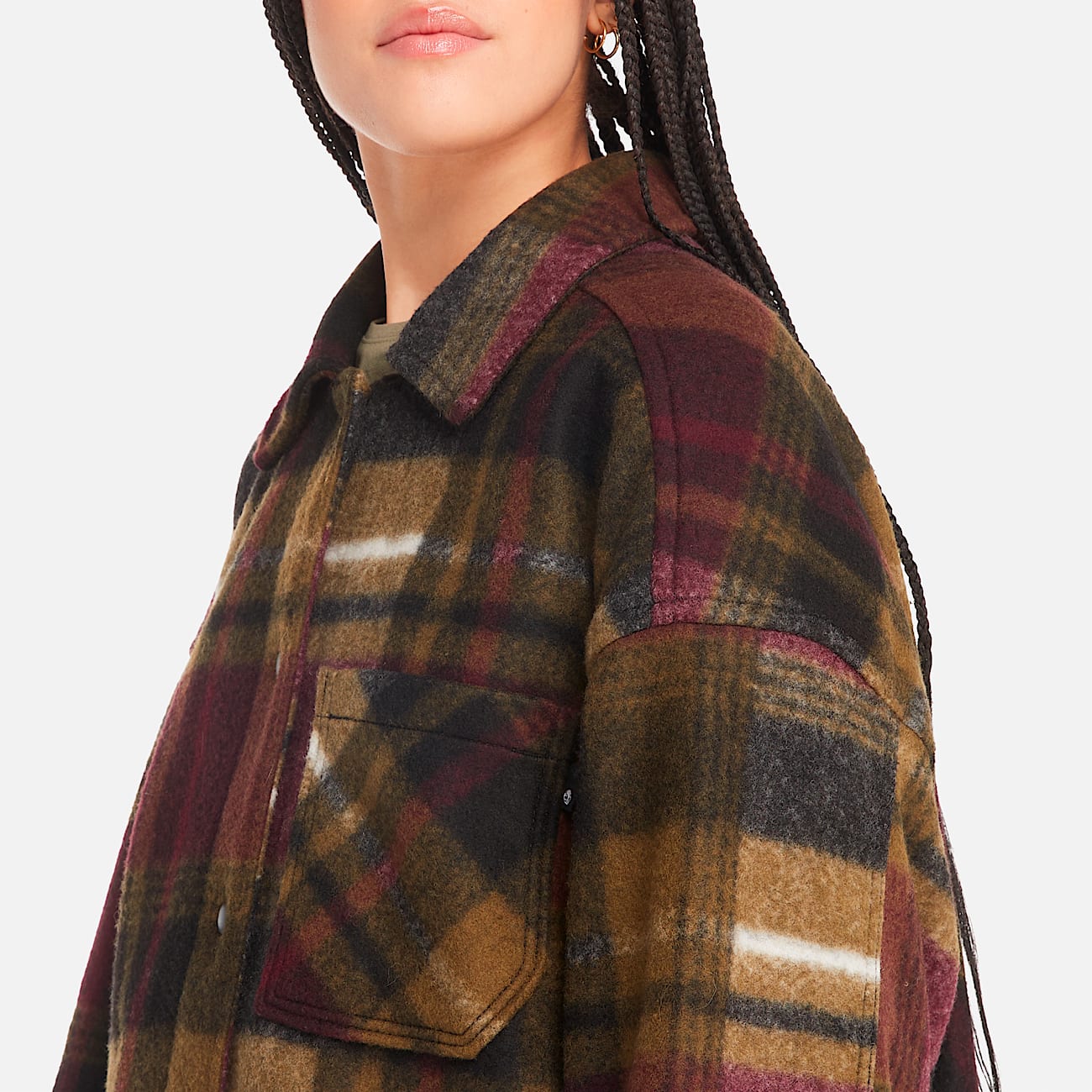 Womens Wool Shirt Jacket TBL Burgundy ALT2