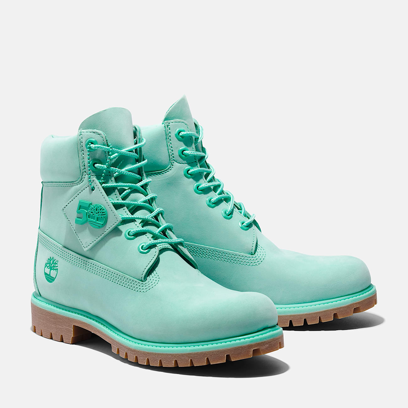 Mens Timberland 50th Anniversary Edition Premium 6Inch Waterproof Boot TBL Light Green Nubuck ALT4