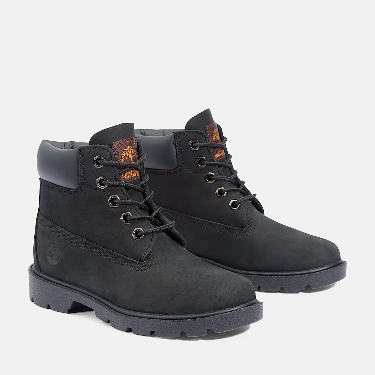 Junior Timberland Classic 6Inch Waterproof Boot TBL Black Nubuck ALT4