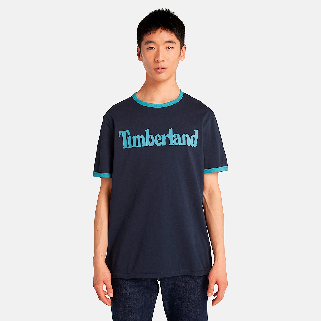 Mens LinearLogo Ringer TShirt TBL Dark SapphireStorm Blue ALT8