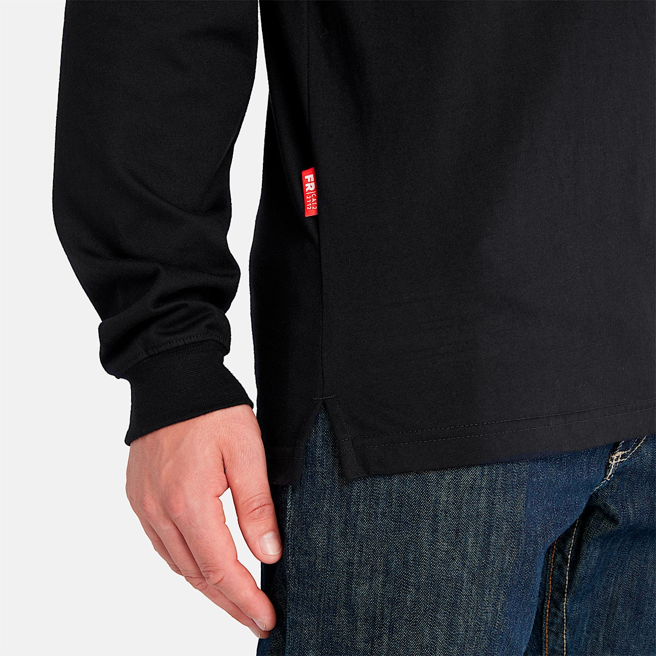 Camiseta henley manga larga para hombre resistente al fuego TBL Negro ALT5