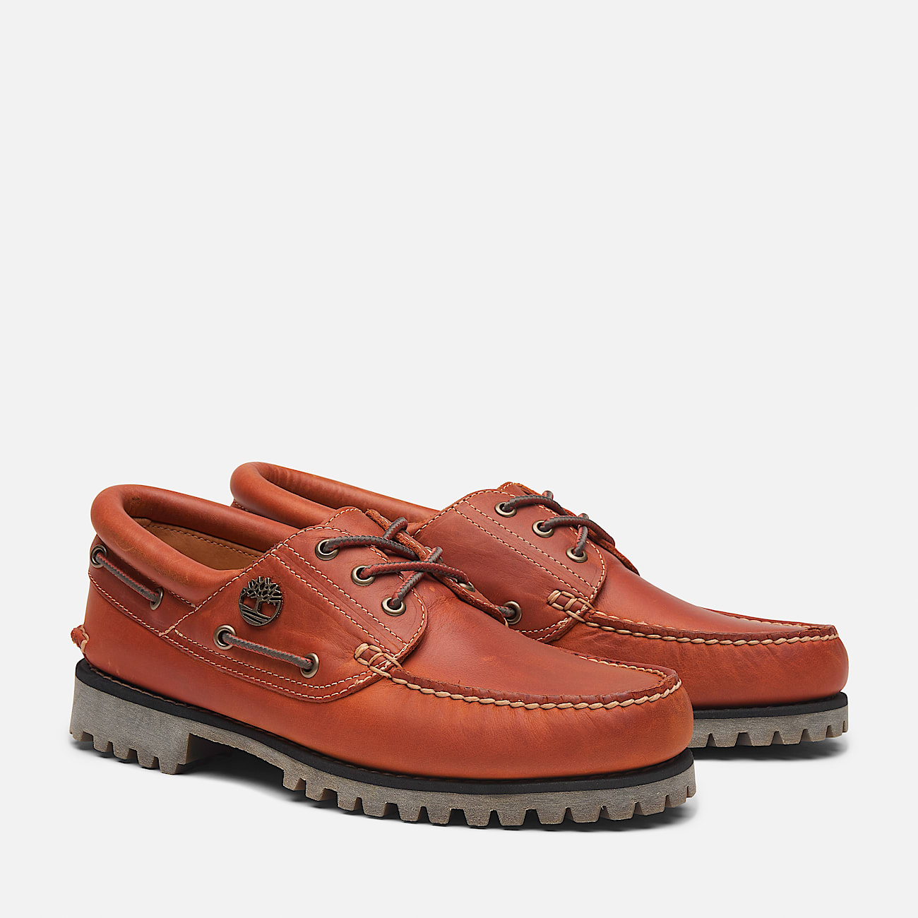 Mens Timberland Authentics 3Eye Boat Shoe TBL Orange FullGrain ALT4