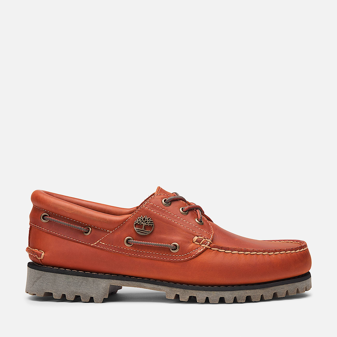 Mens Timberland Authentics 3Eye Boat Shoe TBL Orange FullGrain HERO
