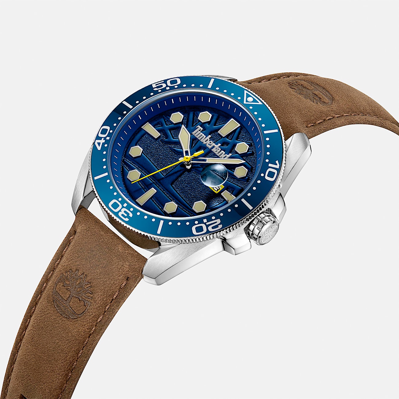 Mens Carrigan Watch TBL Blue FaceBrown Band ALT2