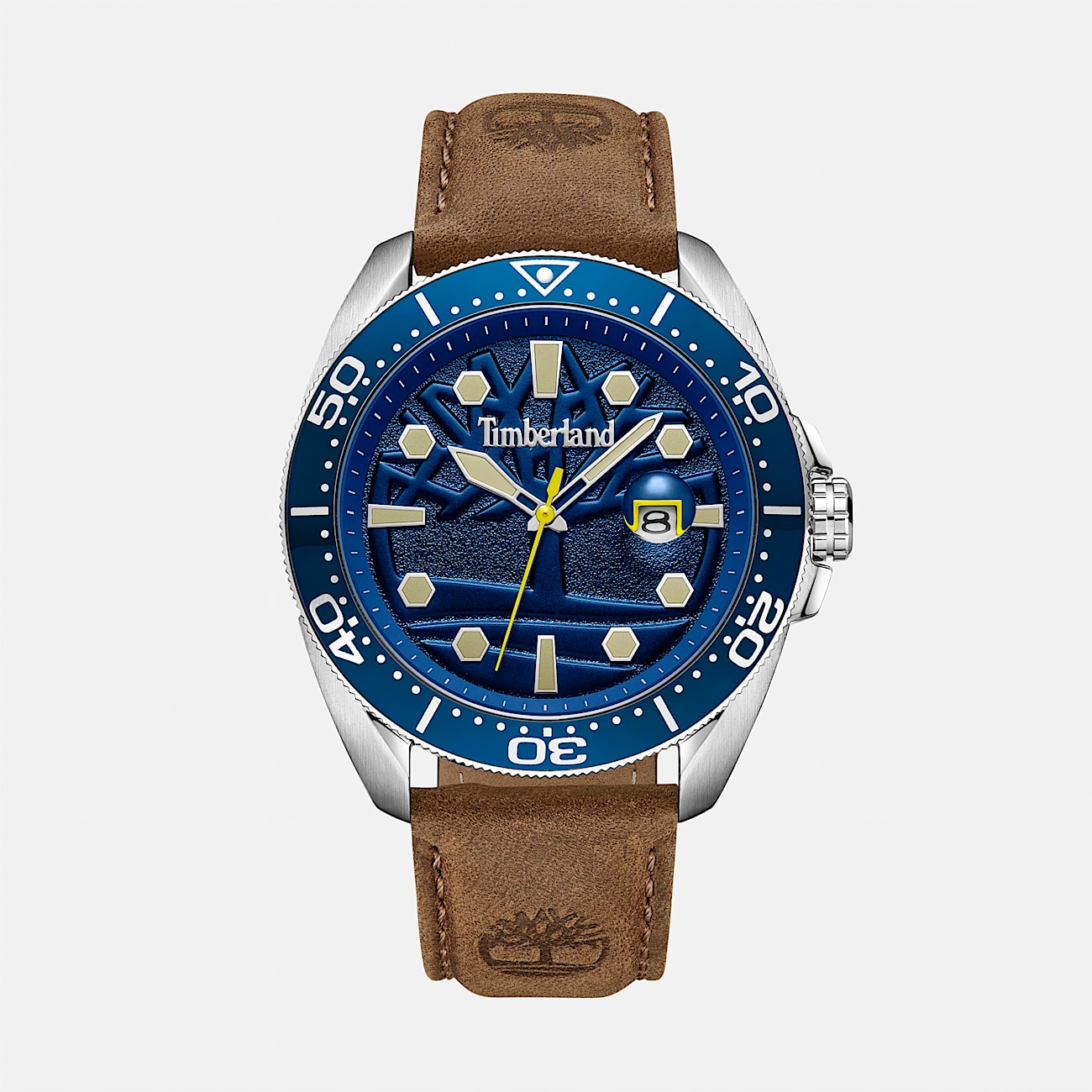 Mens Carrigan Watch TBL Blue FaceBrown Band HERO