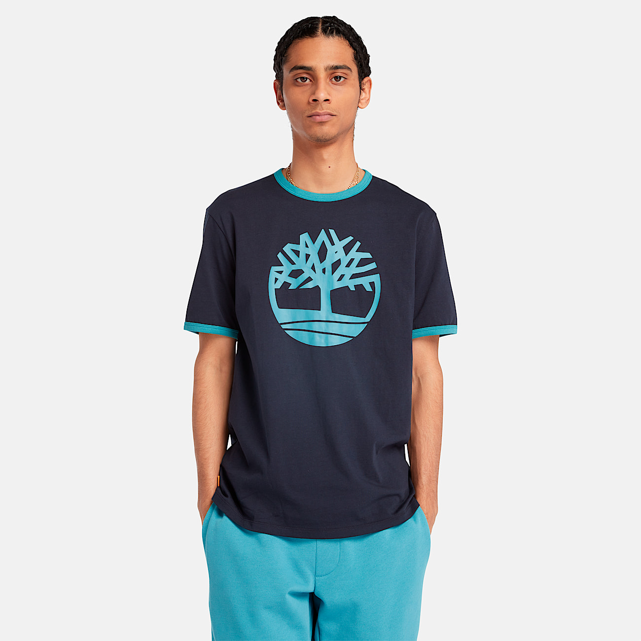 Mens TreeLogo Ringer TShirt TBL Dark SapphireStorm Blue HERO