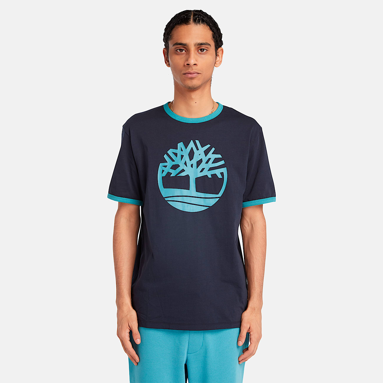 Mens TreeLogo Ringer TShirt TBL Dark SapphireStorm Blue ALT8