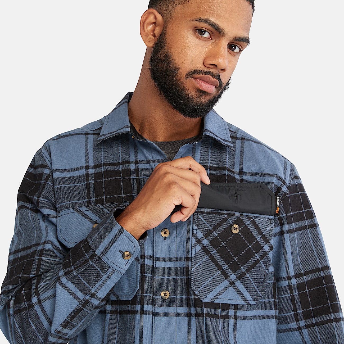 Mens Woodfort Heavyweight Flannel Work Shirt TBL Vintage Indigo ALT2