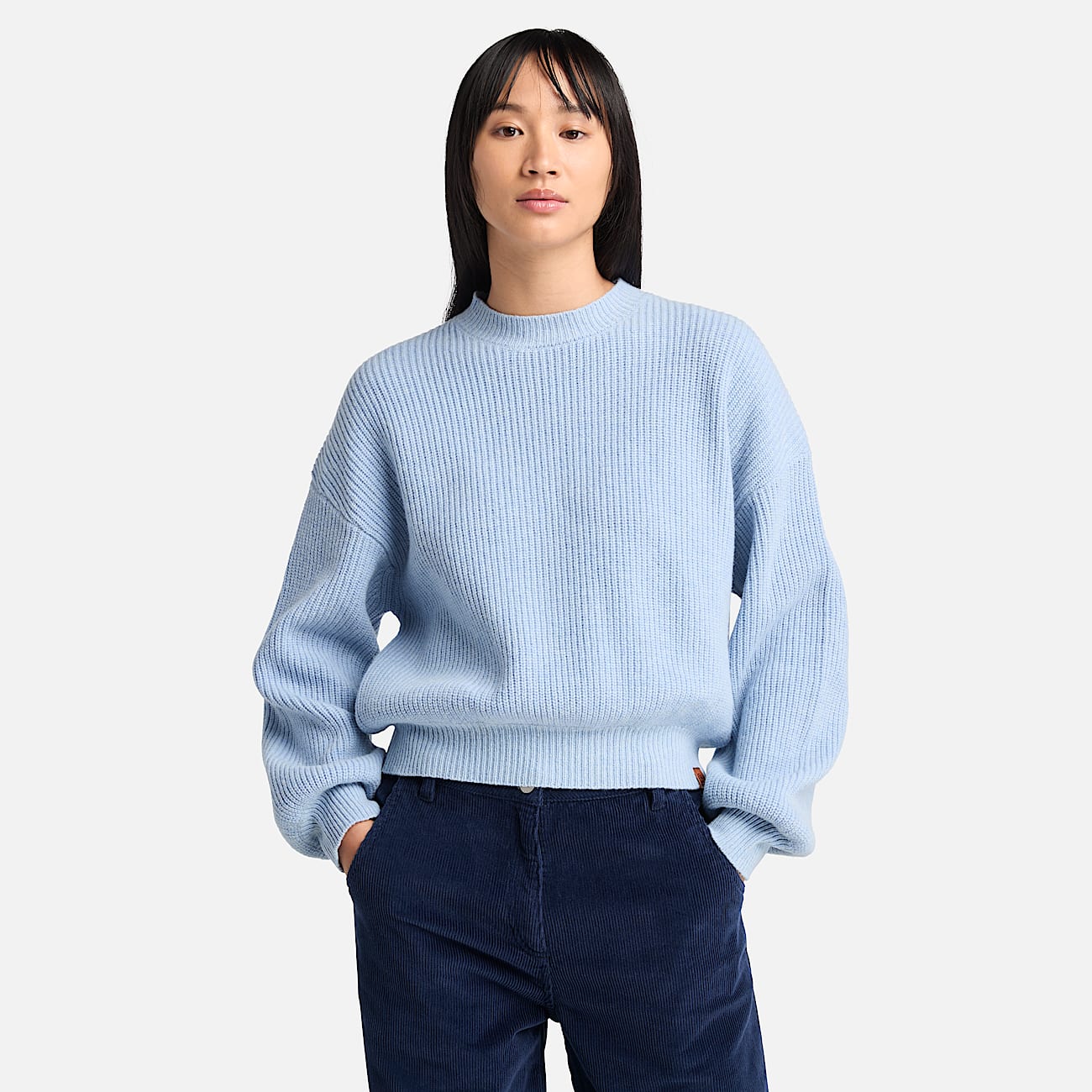 Womens Wool Blend Crew Sweater TBL Ice Blue HERO